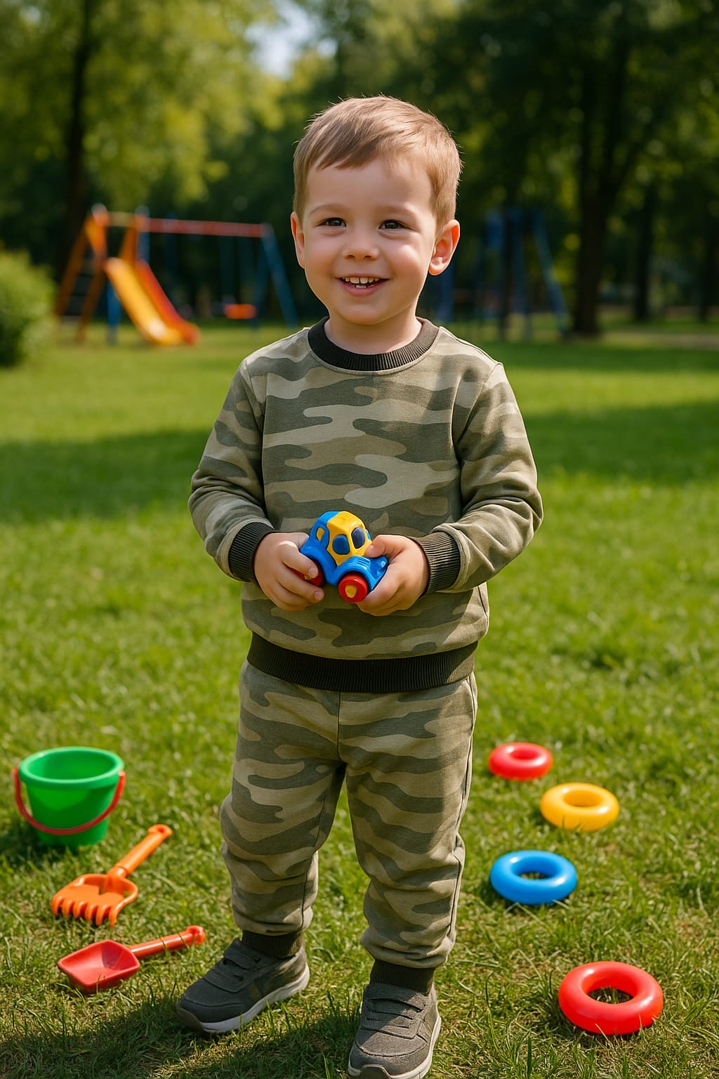 Green camo track suit