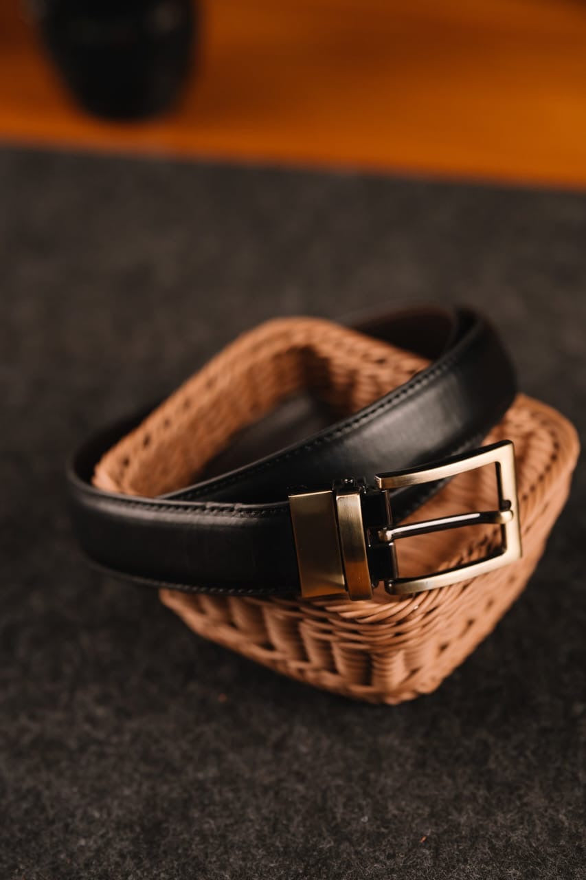 Black & brown reversible leather belt