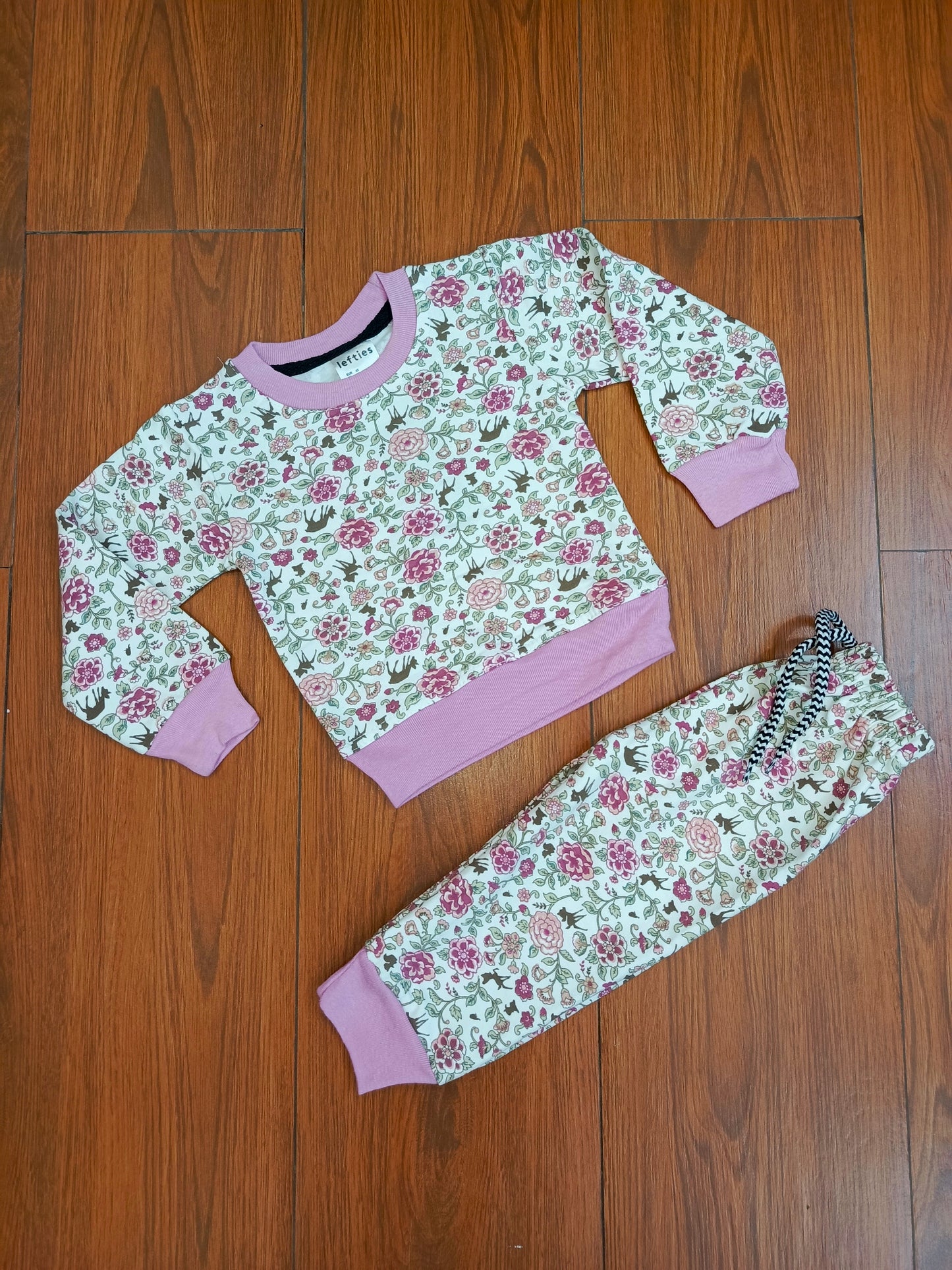 Pink flower baby tracksuit