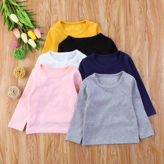 Kids full sleeves t shrits pack of 3 stretchable random colours