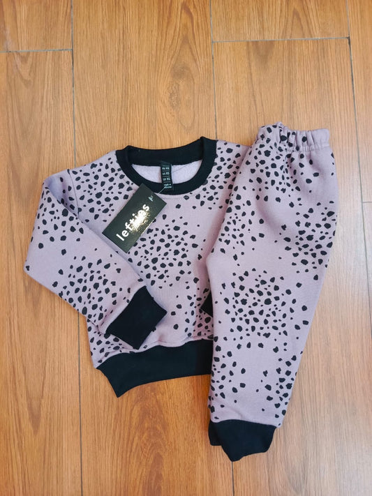 Purple printed kids track suit