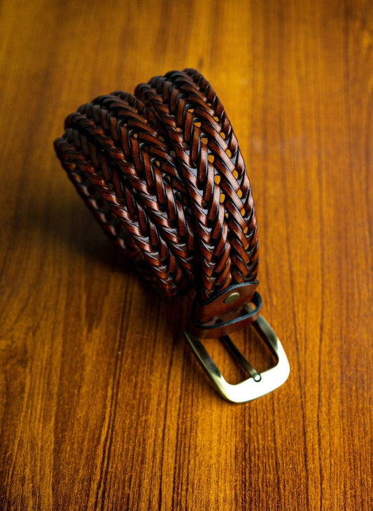 Brown braided belt