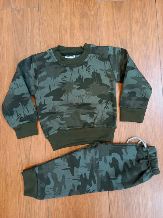 Green printed kids track suit