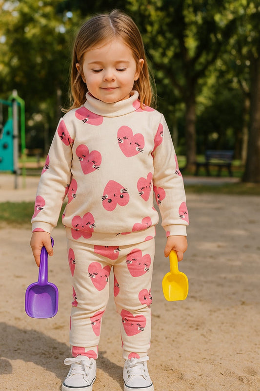 Pink strawberry hi neck suit