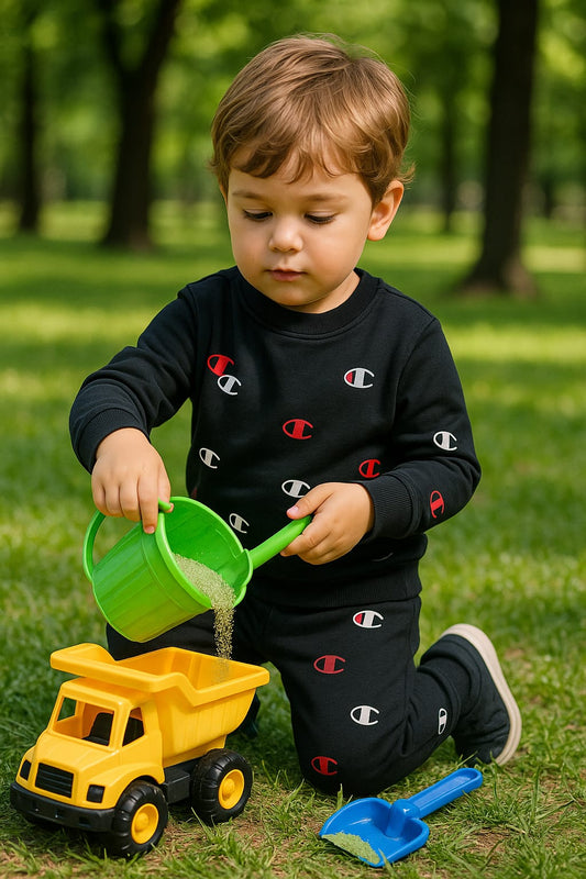 Black champ kids track suit