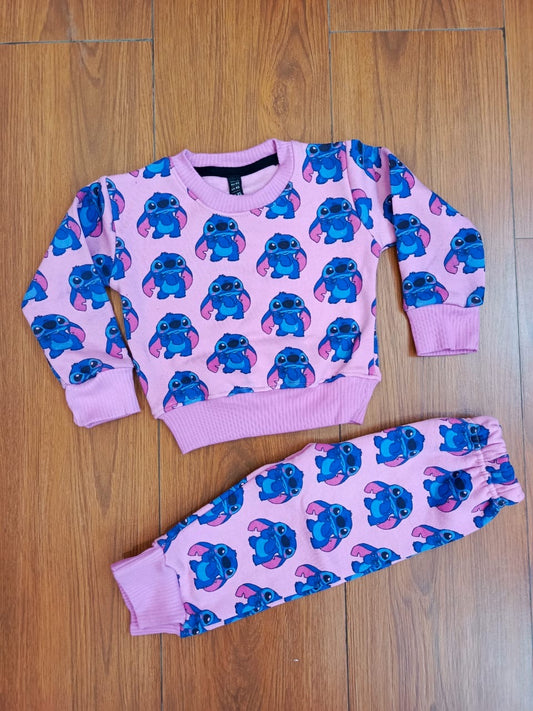 Pink cartoon kids track suit