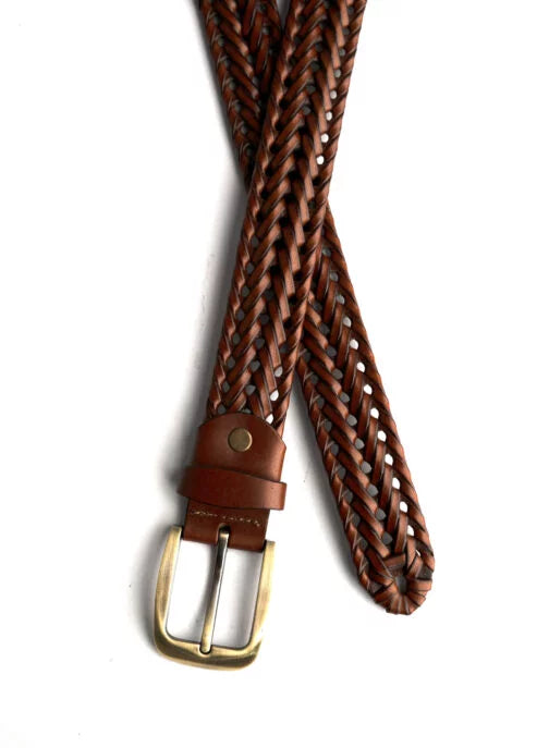 Brown braided belt