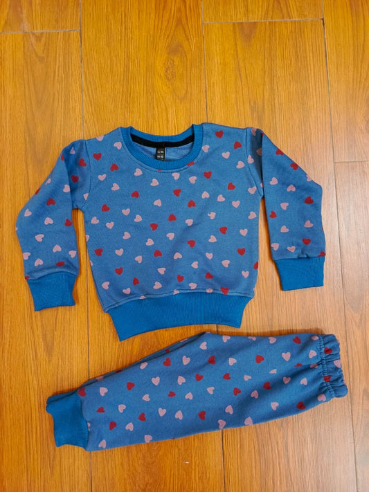 Blue heart fleece track suit