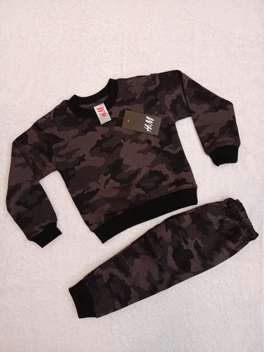 Black grey commando track suit