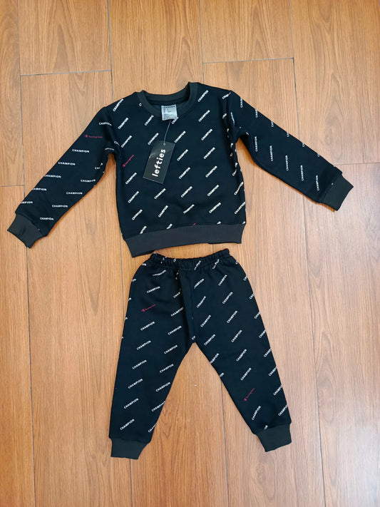 Black champion kids track suit